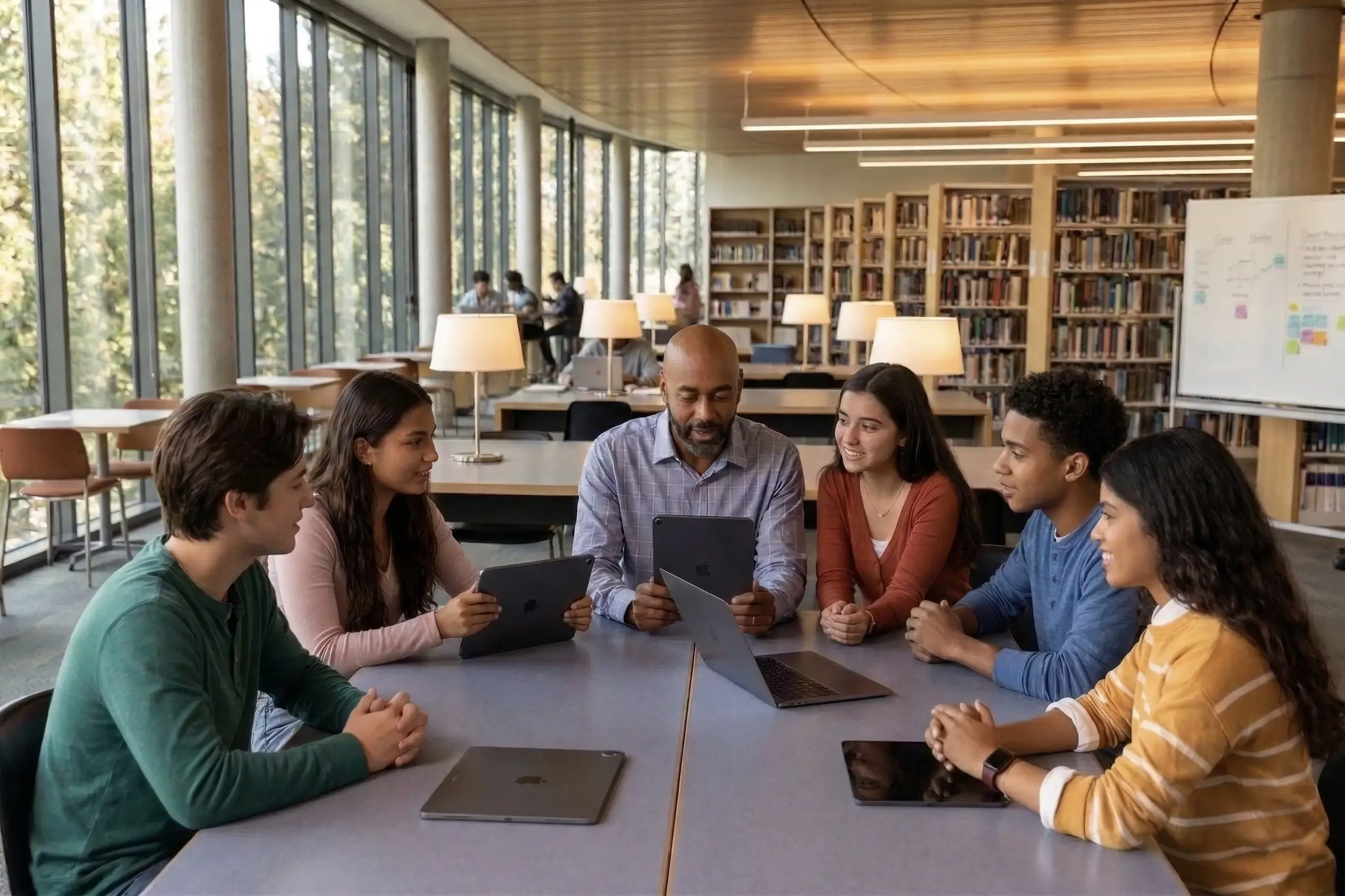 Teacher building student connections